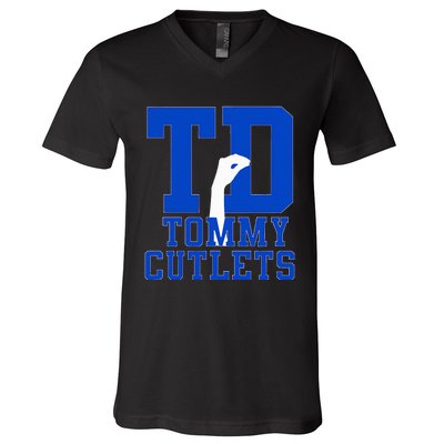 NY Italian Hand Gesture Tommy Cutlets Football Quarterback V-Neck T-Shirt