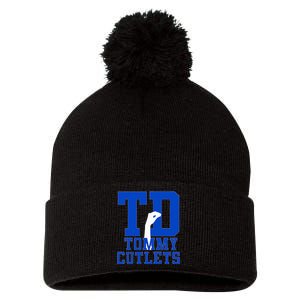 NY Italian Hand Gesture Tommy Cutlets Football Quarterback Pom Pom 12in Knit Beanie