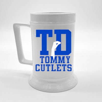 NY Italian Hand Gesture Tommy Cutlets Football Quarterback Beer Stein