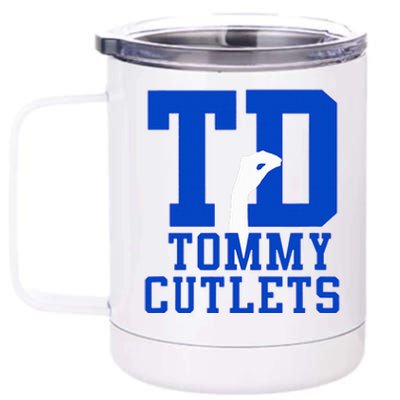 NY Italian Hand Gesture Tommy Cutlets Football Quarterback 12 oz Stainless Steel Tumbler Cup