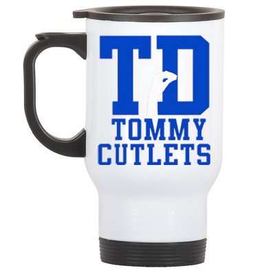 NY Italian Hand Gesture Tommy Cutlets Football Quarterback Stainless Steel Travel Mug