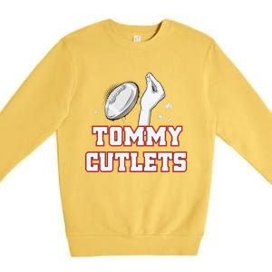 Ny Italian Hand Gesture Tommy Cutlets Football Quarterback Premium Crewneck Sweatshirt