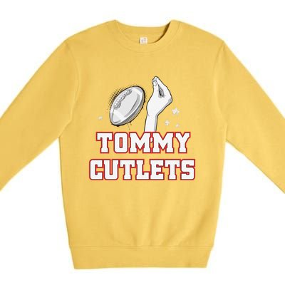 Ny Italian Hand Gesture Tommy Cutlets Football Quarterback Premium Crewneck Sweatshirt