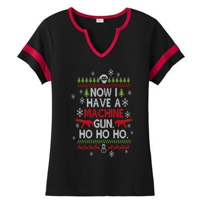 Now I Have A Machine Gun Ho Ho Ho Funny Christmas Movie Cute Gift Ladies Halftime Notch Neck Tee