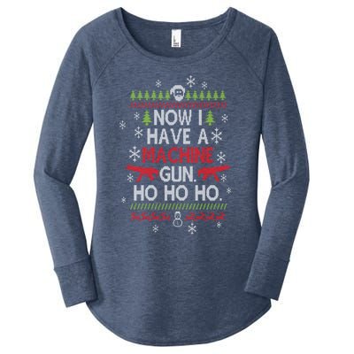 Now I Have A Machine Gun Ho Ho Ho Funny Christmas Movie Cute Gift Women's Perfect Tri Tunic Long Sleeve Shirt