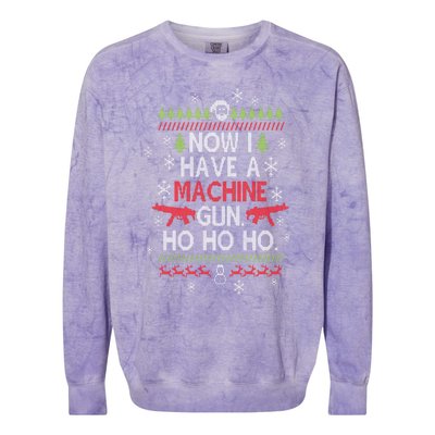 Now I Have A Machine Gun Ho Ho Ho Funny Christmas Colorblast Crewneck Sweatshirt