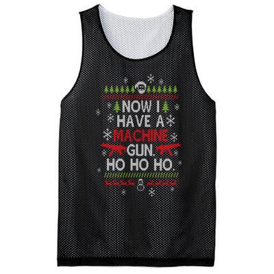 Now I Have A Machine Gun Ho Ho Ho Funny Christmas Mesh Reversible Basketball Jersey Tank