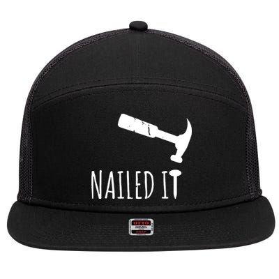 Nailed It Hammer And Nail Woodworking Carpentry 7 Panel Mesh Trucker Snapback Hat