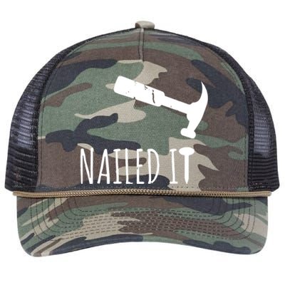 Nailed It Hammer And Nail Woodworking Carpentry Retro Rope Trucker Hat Cap