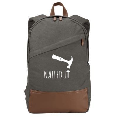 Nailed It Hammer And Nail Woodworking Carpentry Cotton Canvas Backpack