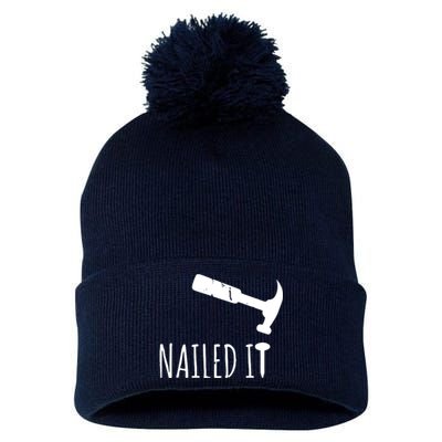 Nailed It Hammer And Nail Woodworking Carpentry Pom Pom 12in Knit Beanie