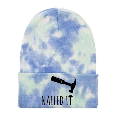 Nailed It Hammer And Nail Woodworking Carpentry Tie Dye 12in Knit Beanie