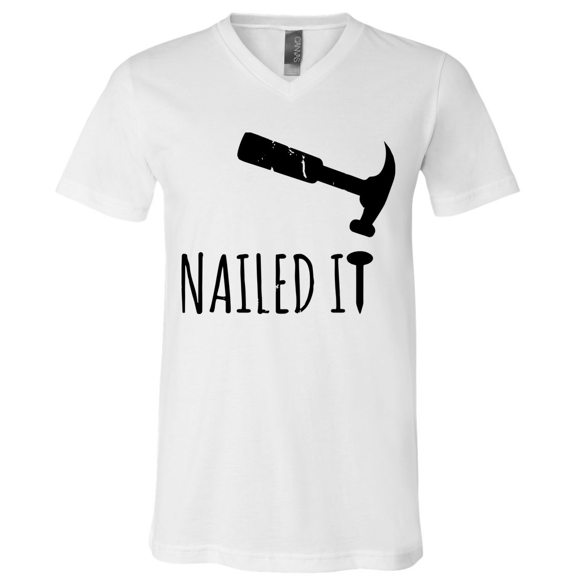 Nailed It Hammer And Nail Woodworking Carpentry V-Neck T-Shirt