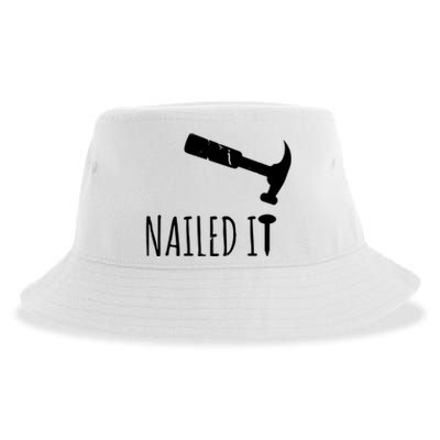 Nailed It Hammer And Nail Woodworking Carpentry Sustainable Bucket Hat