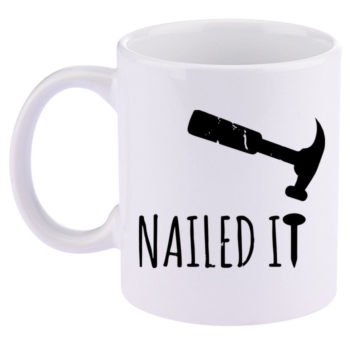Nailed It Hammer And Nail Woodworking Carpentry 11oz C Handle Ceramic Mug