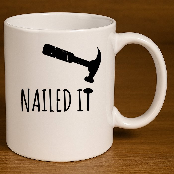 Nailed It Hammer And Nail Woodworking Carpentry 11oz C Handle Ceramic Mug