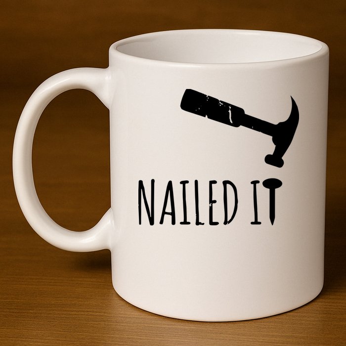 Nailed It Hammer And Nail Woodworking Carpentry 11oz C Handle Ceramic Mug