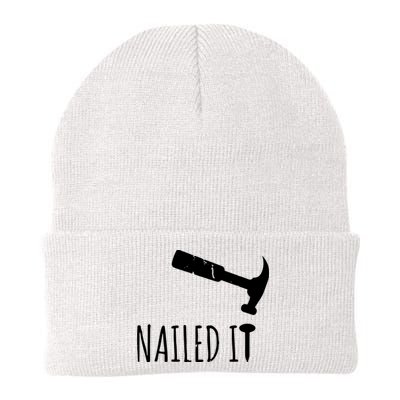 Nailed It Hammer And Nail Woodworking Carpentry Knit Cap Winter Beanie