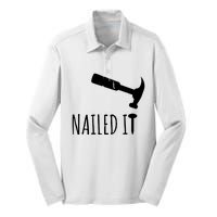 Nailed It Hammer And Nail Woodworking Carpentry Silk Touch Performance Long Sleeve Polo