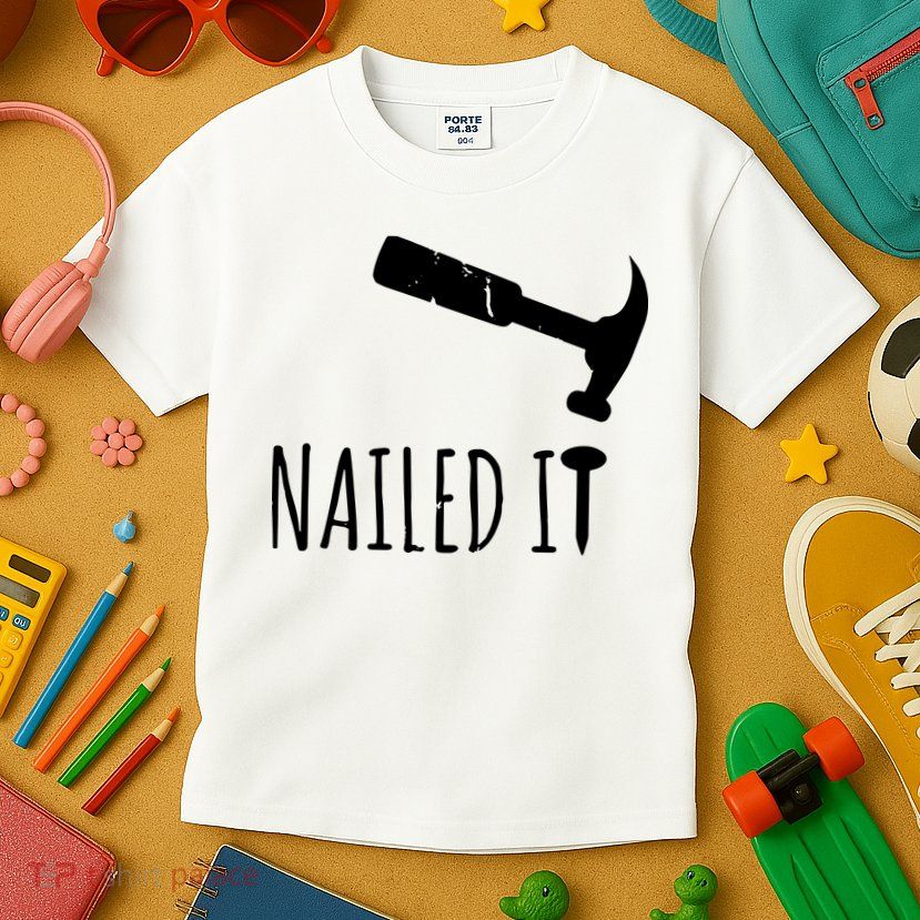 Nailed It Hammer And Nail Woodworking Carpentry Kids T-Shirt