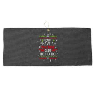 Now I Have A Machineguns Ho Ho Ho Funny Christmas Sarcastic Cool Gift Large Microfiber Waffle Golf Towel