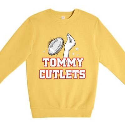 Ny Italian Hand Gesture Tommy Cutlets Football Quarterback Gift Design Premium Crewneck Sweatshirt