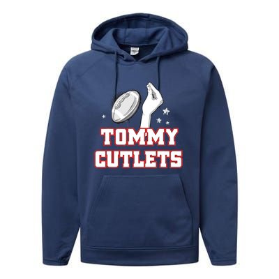 Ny Italian Hand Gesture Tommy Cutlets Football Quarterback Gift Design Performance Fleece Hoodie