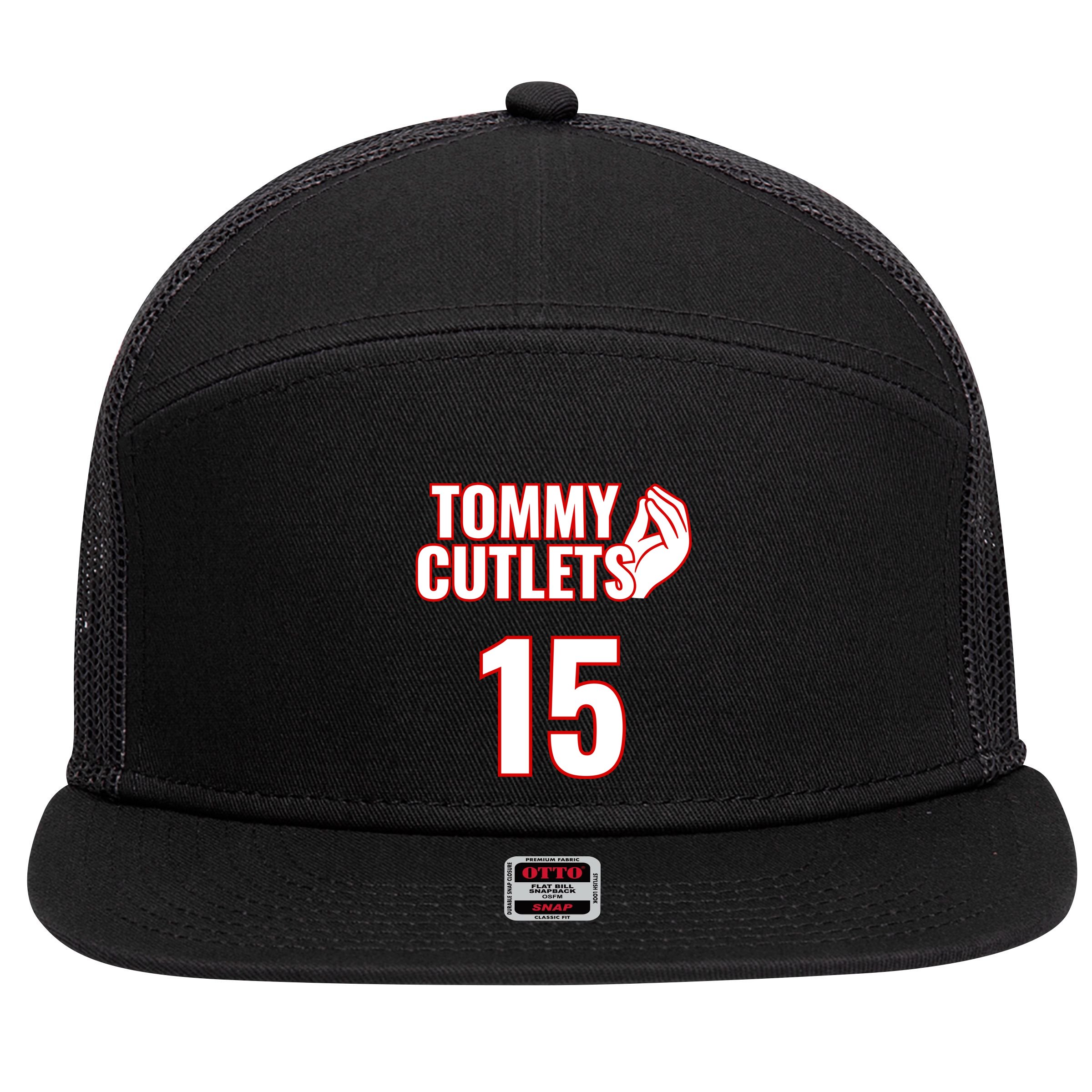 Ny Italian Hand Gesture Tommy Cutlets Football Quarterback 7 Panel Mesh Trucker Snapback Hat