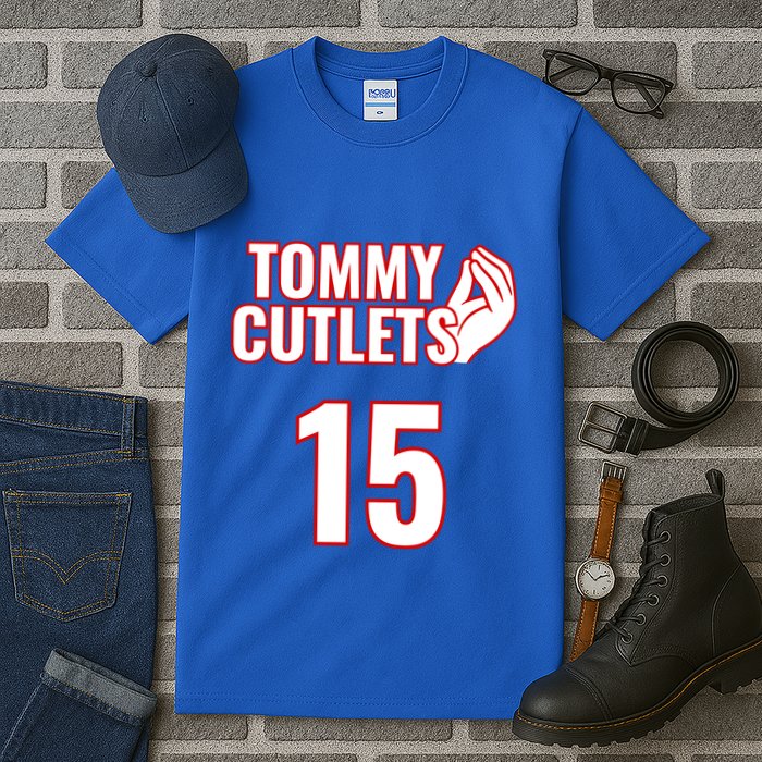 Ny Italian Hand Gesture Tommy Cutlets Football Quarterback Tall T-Shirt