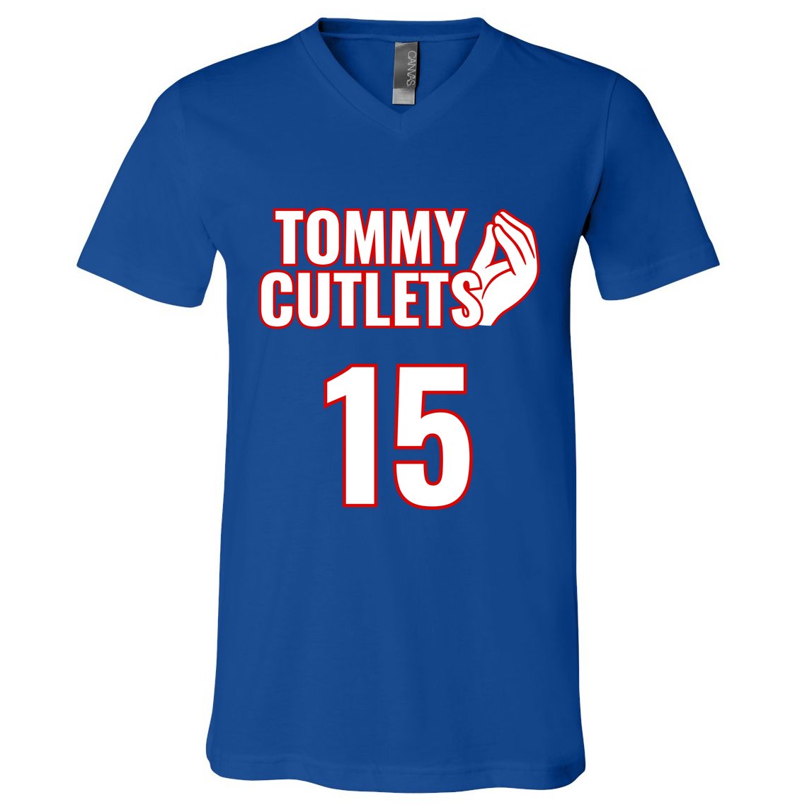 Ny Italian Hand Gesture Tommy Cutlets Football Quarterback V-Neck T-Shirt