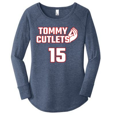 Ny Italian Hand Gesture Tommy Cutlets Football Quarterback Women's Perfect Tri Tunic Long Sleeve Shirt