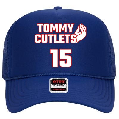 Ny Italian Hand Gesture Tommy Cutlets Football Quarterback High Crown Mesh Back Trucker Hat