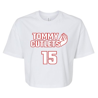 Ny Italian Hand Gesture Tommy Cutlets Football Quarterback Bella+Canvas Jersey Crop Tee