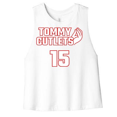 Ny Italian Hand Gesture Tommy Cutlets Football Quarterback Women's Racerback Cropped Tank