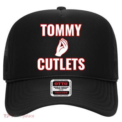 Ny Italian Hand Gesture Tommy Cutlets Football Quarterback High Crown Mesh Back Trucker Hat