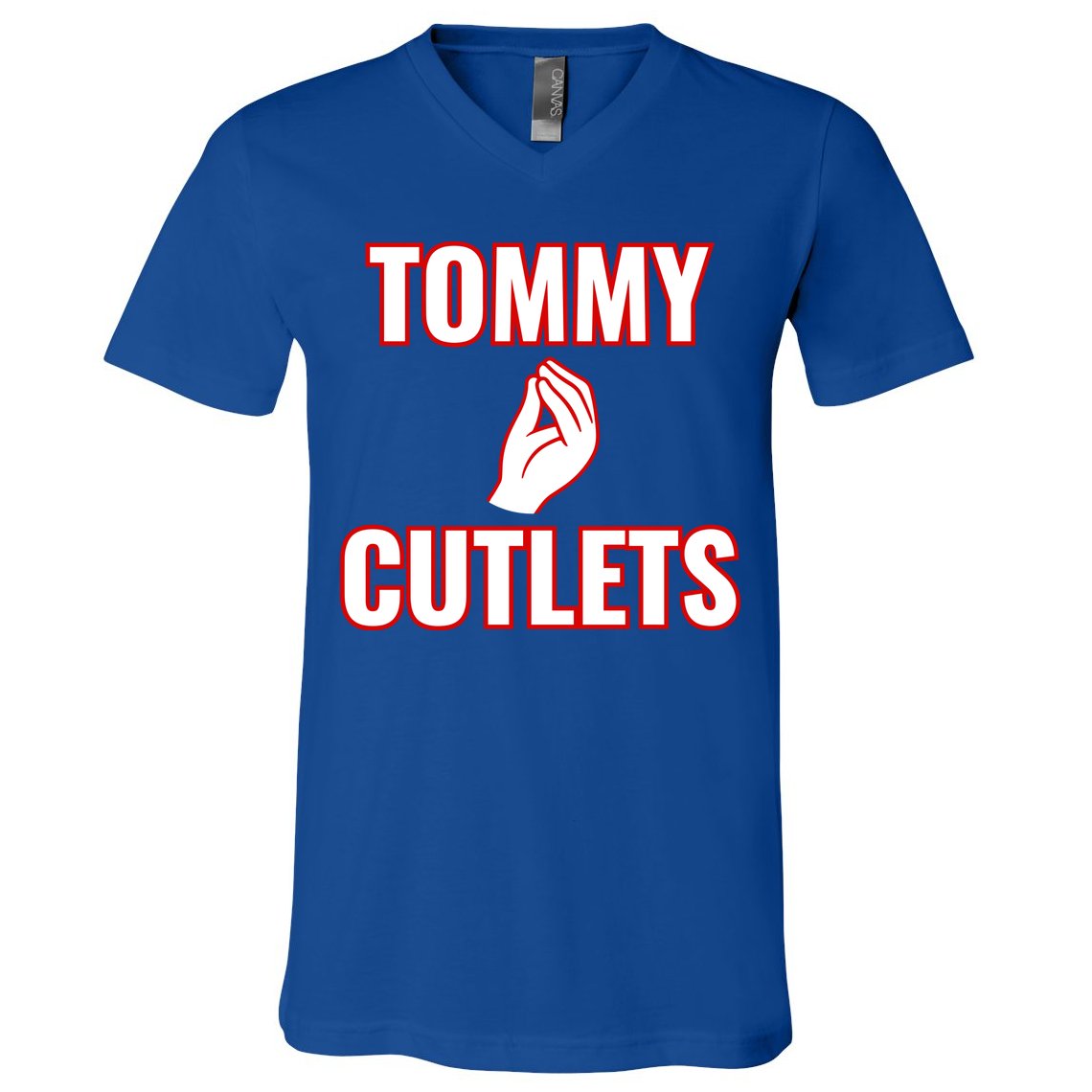Ny Italian Hand Gesture Tommy Cutlets Football Quarterback V-Neck T-Shirt