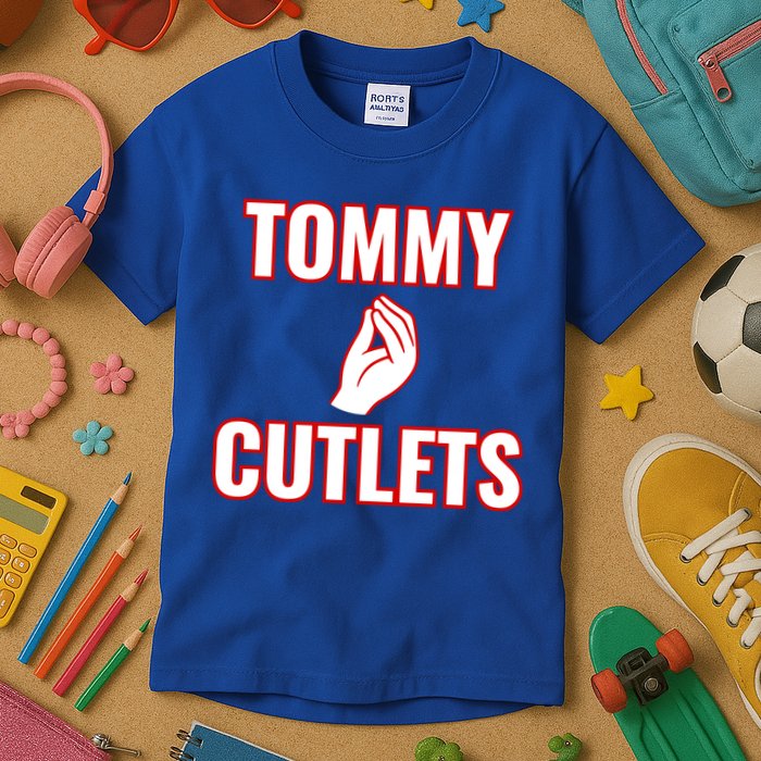 Ny Italian Hand Gesture Tommy Cutlets Football Quarterback Kids T-Shirt