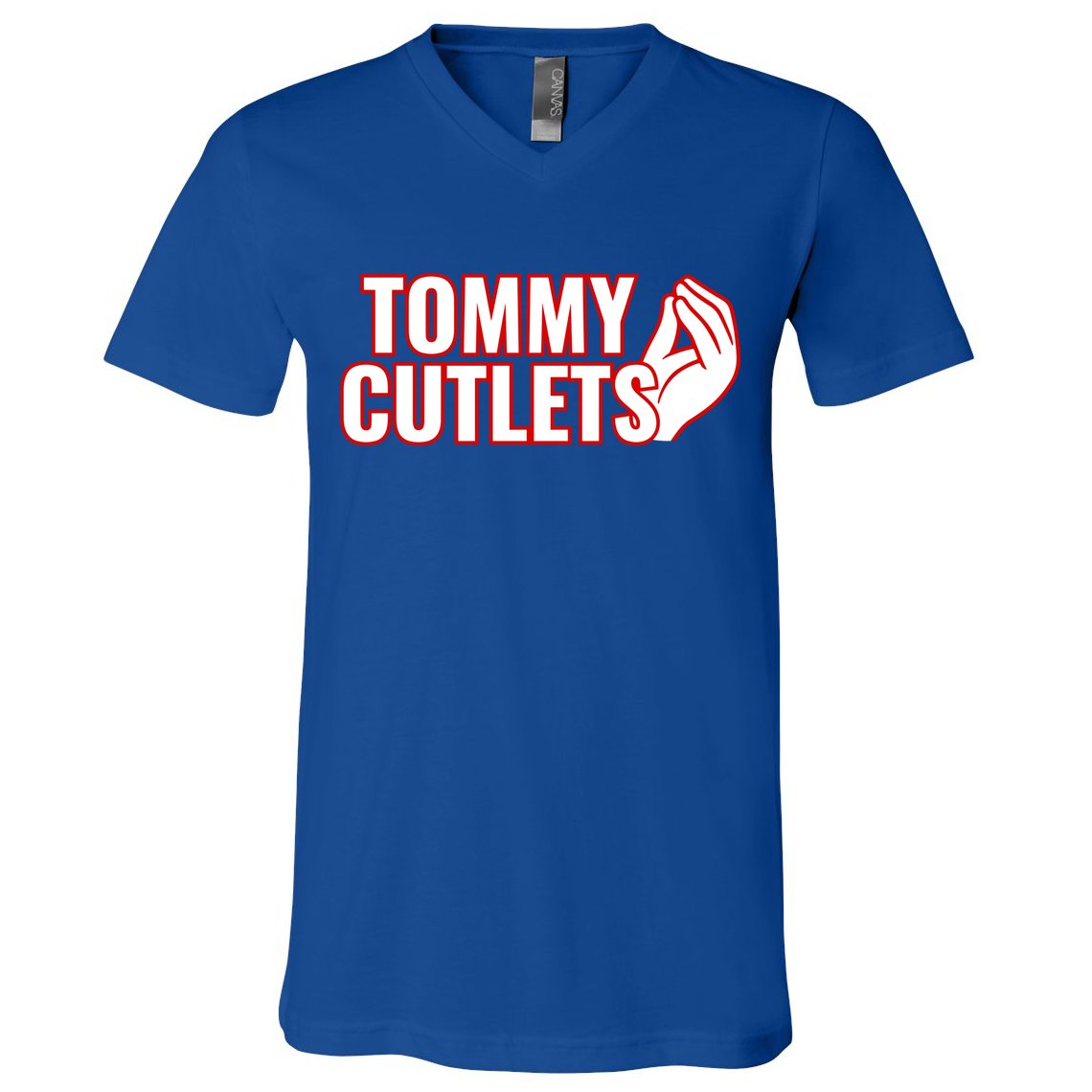 Ny Italian Hand Gesture Tommy Cutlets Football Quarterback V-Neck T-Shirt