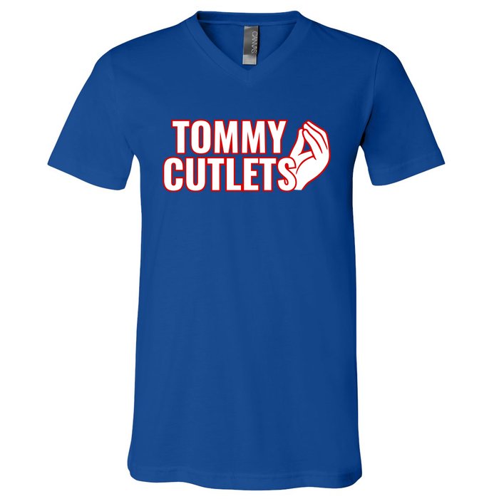 Ny Italian Hand Gesture Tommy Cutlets Football Quarterback V-Neck T-Shirt