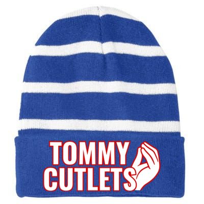 Ny Italian Hand Gesture Tommy Cutlets Football Quarterback Striped Beanie with Solid Band