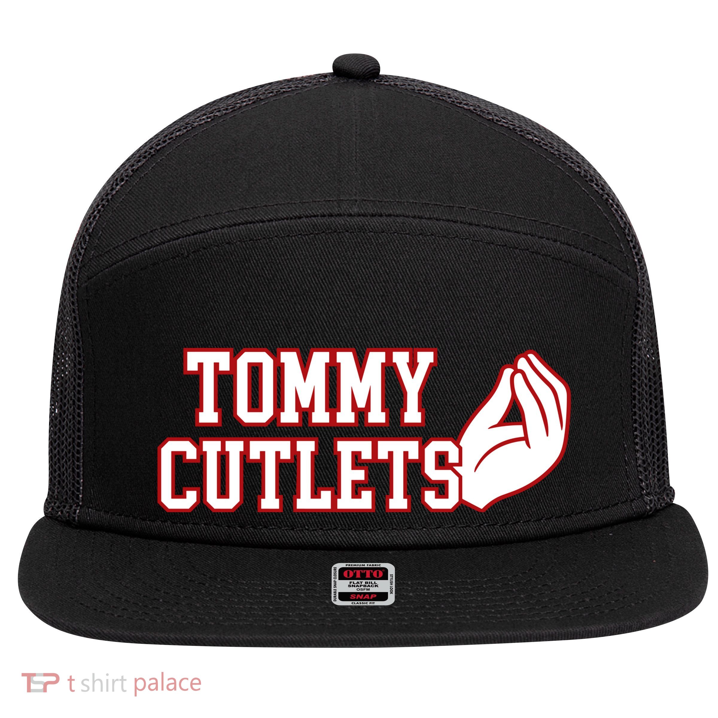 Ny Italian Hand Gesture Tommy Cutlets Football Quarterback 7 Panel Mesh Trucker Snapback Hat