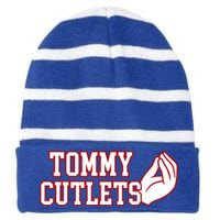 Ny Italian Hand Gesture Tommy Cutlets Football Quarterback Striped Beanie with Solid Band