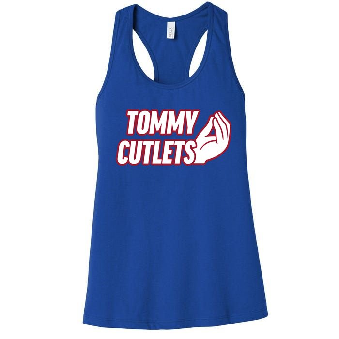 Ny Italian Hand Gesture Tommy Cutlets Football Quarterback Women's Racerback Tank