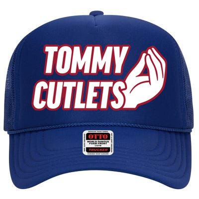 Ny Italian Hand Gesture Tommy Cutlets Football Quarterback High Crown Mesh Back Trucker Hat