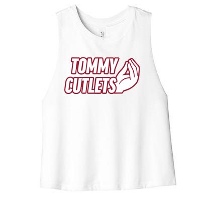 Ny Italian Hand Gesture Tommy Cutlets Football Quarterback Women's Racerback Cropped Tank