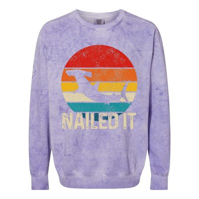 Nailed It Hammerhead Shark Vintage Funny Fishing Gift Colorblast Crewneck Sweatshirt