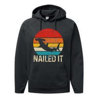 Nailed It Hammerhead Shark Vintage Funny Fishing Gift Performance Fleece Hoodie