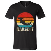 Nailed It Hammerhead Shark Vintage Funny Fishing Gift V-Neck T-Shirt