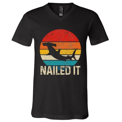 Nailed It Hammerhead Shark Vintage Funny Fishing Gift V-Neck T-Shirt