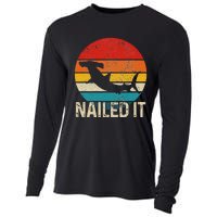 Nailed It Hammerhead Shark Vintage Funny Fishing Gift Cooling Performance Long Sleeve Crew